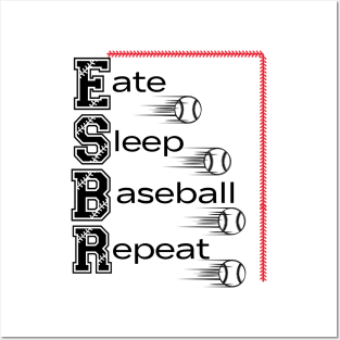 Eat Sleep Baseball Repeat Baseball Player Funny Baseball Posters and Art